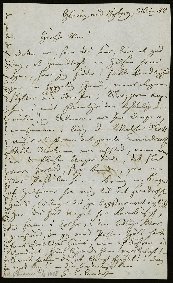 Brev fra H.C. Andersen til Christian Wulff (31/08-1848)